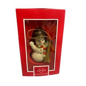 Lenox Snowman Christmas Ornament with Top Hat & Scarf